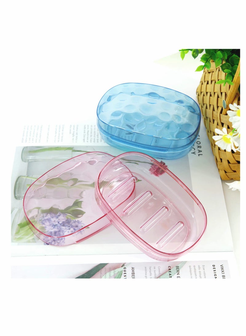 SYOSI Clear Soap Container Plastic Soap Holder with Lid Extra Large Size Soap Bar Case Soap Box Portable Travel Bar Soap Container for Home Shower Outdoor Camping (4 Pcs, 2 Blue 2 Red) - Image 3