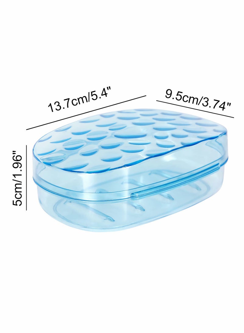 SYOSI Clear Soap Container Plastic Soap Holder with Lid Extra Large Size Soap Bar Case Soap Box Portable Travel Bar Soap Container for Home Shower Outdoor Camping (4 Pcs, 2 Blue 2 Red) - Image 2
