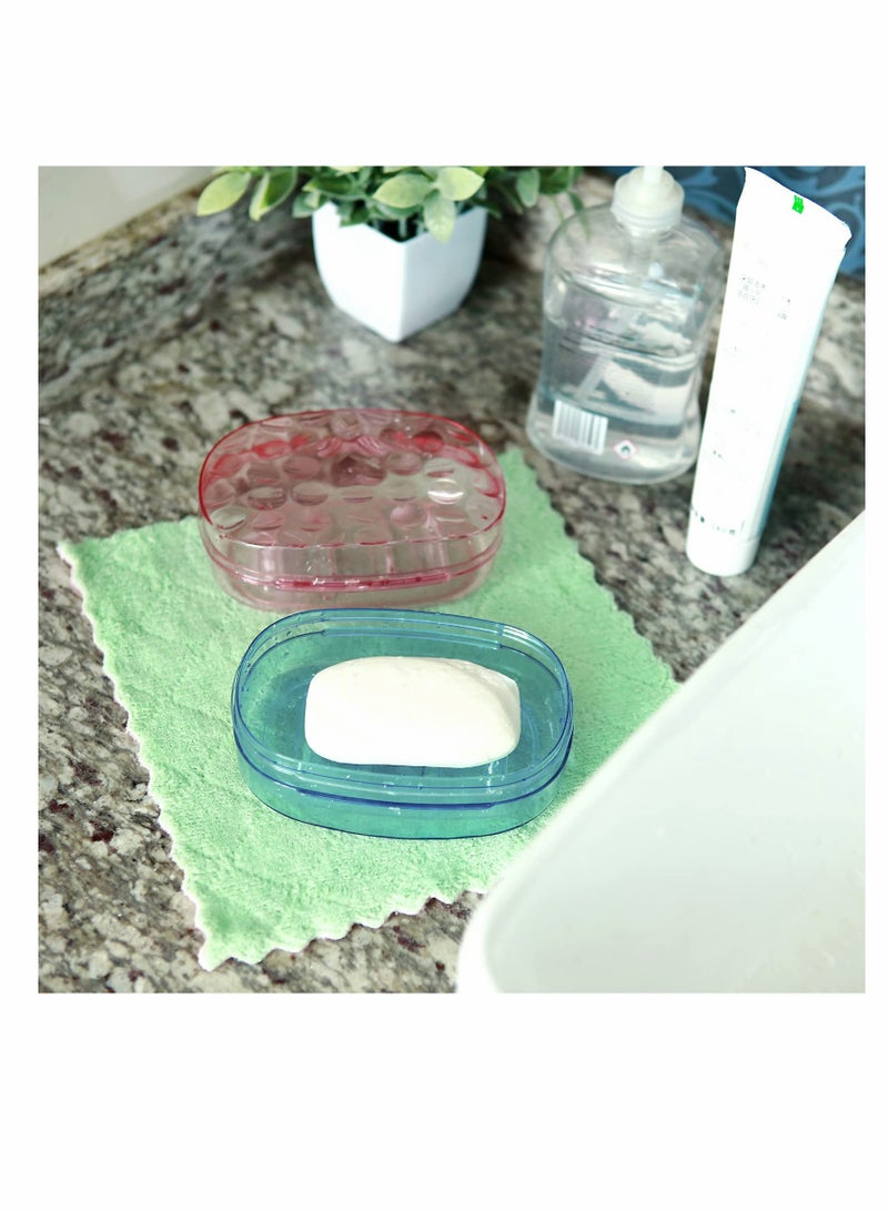 SYOSI Clear Soap Container Plastic Soap Holder with Lid Extra Large Size Soap Bar Case Soap Box Portable Travel Bar Soap Container for Home Shower Outdoor Camping (4 Pcs, 2 Blue 2 Red) - Image 4