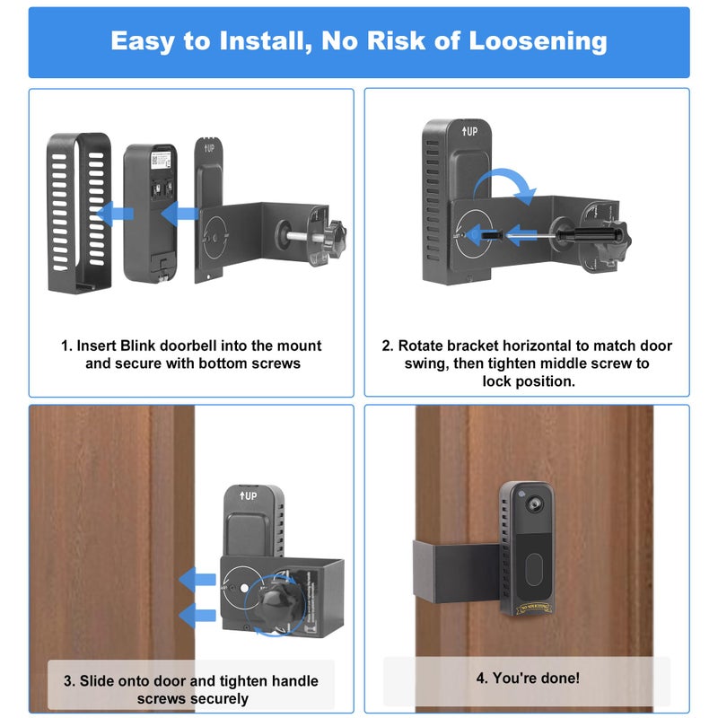 Homalor Anti Theft Blink Doorbell Mount - Blink Doorbell Camera Mount 2nd Gen No Drill - Metal Blink Front Door Bracket Door Bell Holder for Apartment - Image 5