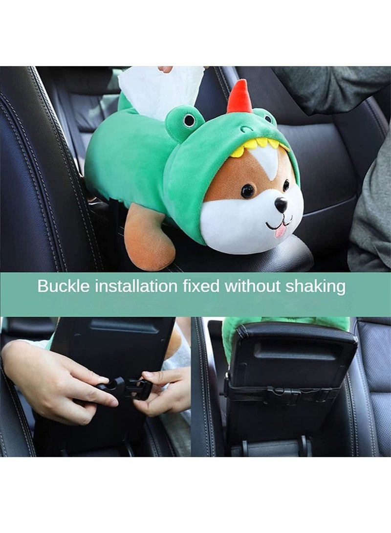 SYOSI Car Tissue Holder, Dog Tissue Box with Buckle, Tissue Box, Cartoon Animals Paper Storage, Tissue Tray for Car, Shaped Creative Hanging Pouch, Cute Car Accessories - Image 4
