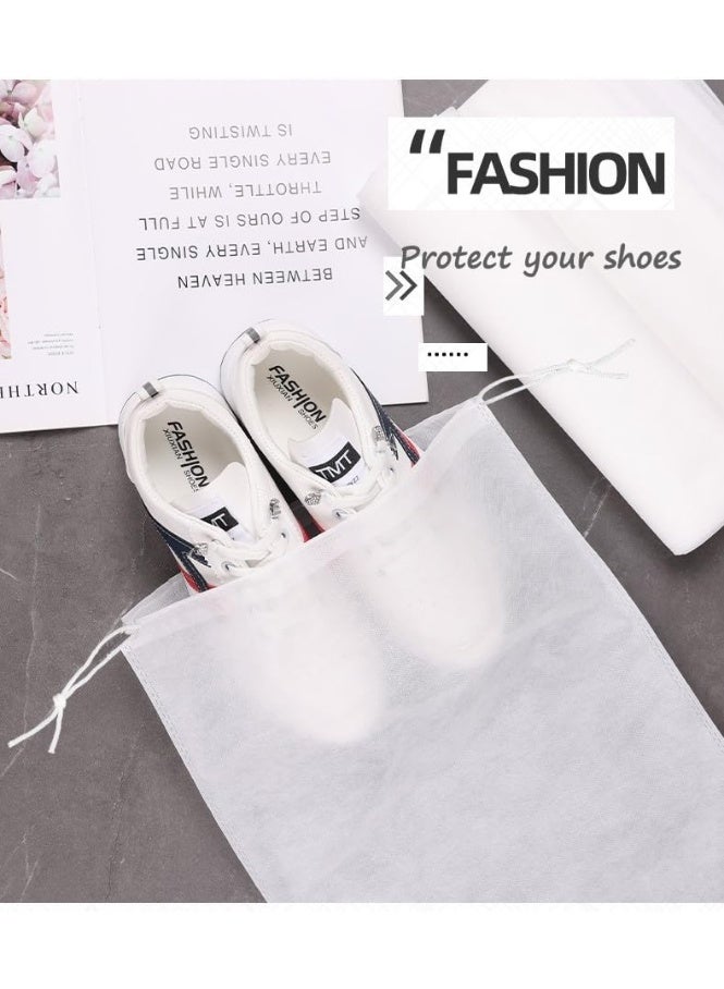 HOMESTAR 30Pcs Drawstring Shoe Storage Bags , Thickened Non-Woven Dust Proof Covers, UV Protection Shoe Bag for Yellowing Prevention, Reusable Multi-Purpose Travel Shoe Bags For Clothing , Toiletries , socks and undergarments, White, 32x38 cm - Image 4