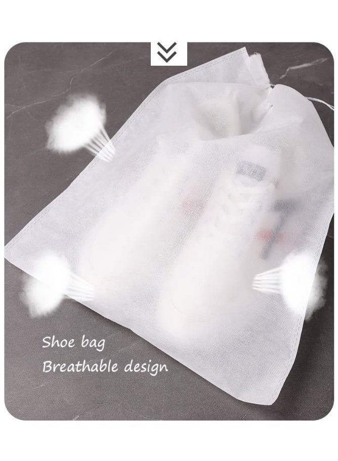 HOMESTAR 30Pcs Drawstring Shoe Storage Bags , Thickened Non-Woven Dust Proof Covers, UV Protection Shoe Bag for Yellowing Prevention, Reusable Multi-Purpose Travel Shoe Bags For Clothing , Toiletries , socks and undergarments, White, 32x38 cm - Image 3