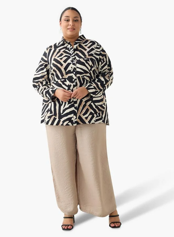  أولا بوبكن Ulla Popken Relaxed Fit Viscose Shirt with Abstract Print