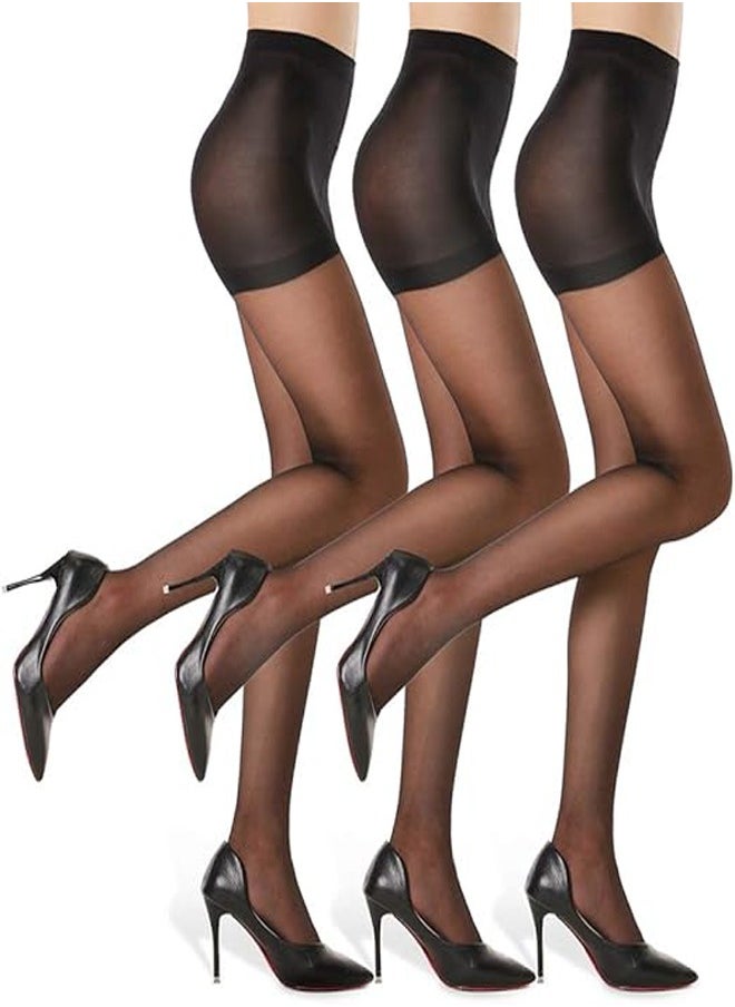 RATSAW 3 Pairs Women's Sheer Tights - 20D Control Top Pantyhose with Reinforced Toes  - Image 1