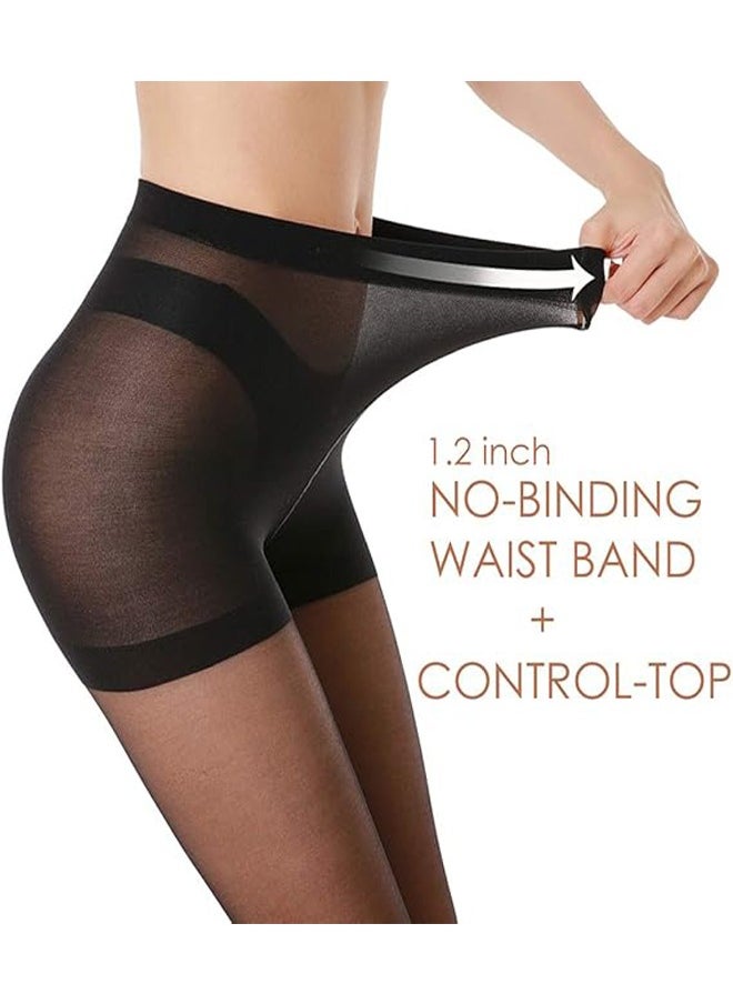 RATSAW 3 Pairs Women's Sheer Tights - 20D Control Top Pantyhose with Reinforced Toes  - Image 3