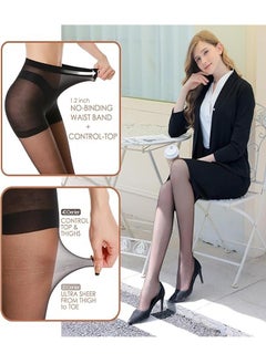 RATSAW 3 Pairs Women's Sheer Tights - 20D Control Top Pantyhose with Reinforced Toes  - Image 2