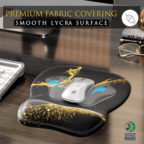 MROCO Ergonomic Mouse Pad with Gel Wrist Rest, Comfortable Mousepad with Smooth Wrist Support Surface and Non-Slip PU Base for Pain Relief, Computer, Laptop, Office & Home, 9.4 x 8.1 in, Black Gold - Image 2