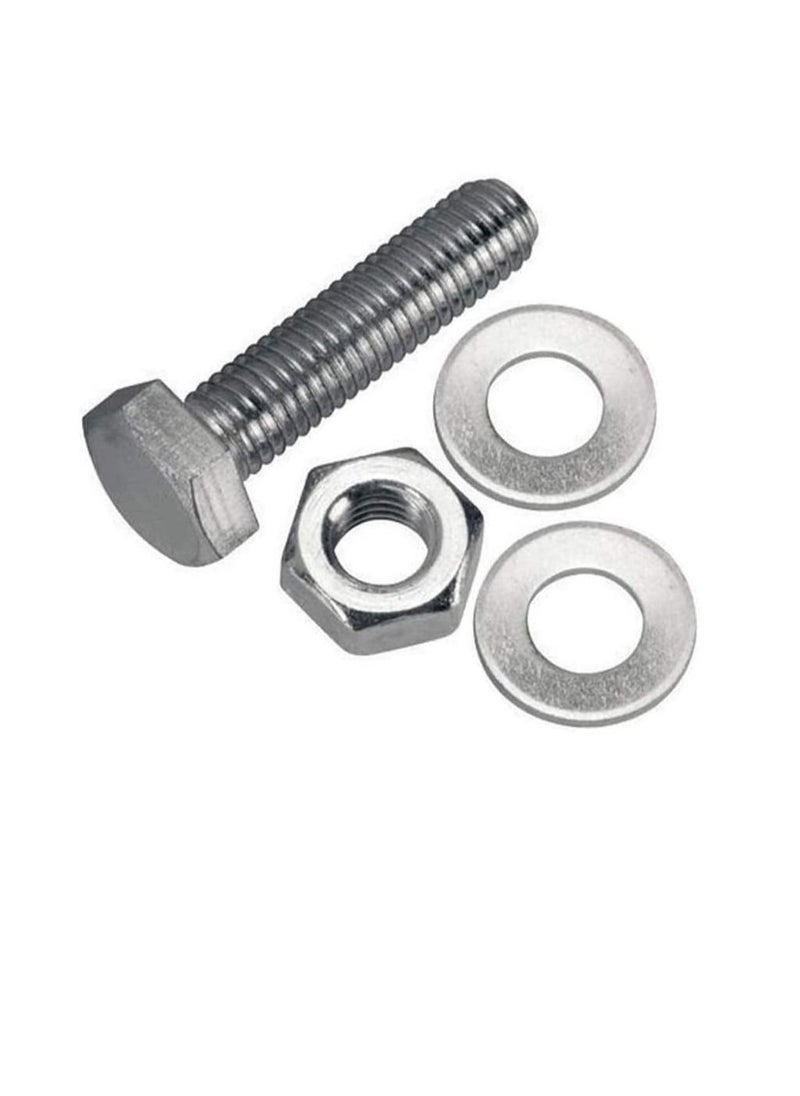 Generic 12 pcs Hex Head Screw Bolts Nuts & Washers Fully Thread GI Plain Finish Bolt Set. (6, 25MM)  - Image 1
