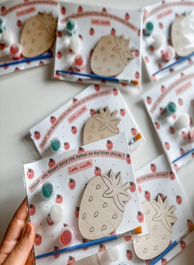 Haoser Pack of 4 Strawberry Craft Kits for Kids - 3x3 Inch DIY Party Favors - Berry First Birthday Return Gift for Toddlers - Cute Strawberry Painting Kit for Girls & Boys - Fun Colorful Party Favor - Image 2