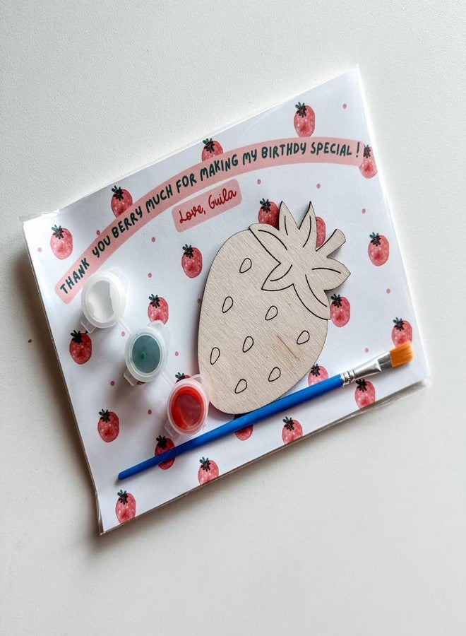 Haoser Pack of 4 Strawberry Craft Kits for Kids - 3x3 Inch DIY Party Favors - Berry First Birthday Return Gift for Toddlers - Cute Strawberry Painting Kit for Girls & Boys - Fun Colorful Party Favor - Image 3