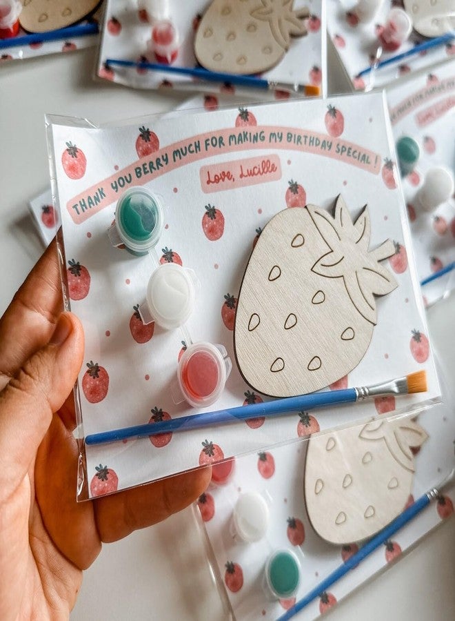 Haoser Pack of 4 Strawberry Craft Kits for Kids - 3x3 Inch DIY Party Favors - Berry First Birthday Return Gift for Toddlers - Cute Strawberry Painting Kit for Girls & Boys - Fun Colorful Party Favor - Image 1