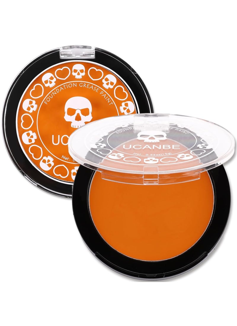 Ucanbe - UCANBE Orange Face Body Paint Makeup Foundation Professional Blendable Cream Greasepaint Face Painting Kit for Adults Children Halloween Party SFX Scary Pumpkin Face Makeup Costume  Cosplay - Image 1