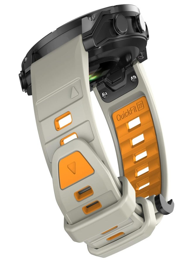 OVERSTEP Compatible with Fenix 8 47mm Watch Bands, 22mm Soft Siliocne Strap for Garmin Fenix 5/Fenix 5 Plus/Fenix 6/Fenix 6 Pro/Fenix 7 Smartwatch(Light Sand, Orange) - Image 1