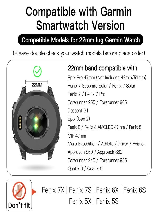 OVERSTEP Compatible with Fenix 8 47mm Watch Bands, 22mm Soft Siliocne Strap for Garmin Fenix 5/Fenix 5 Plus/Fenix 6/Fenix 6 Pro/Fenix 7 Smartwatch(Light Sand, Orange) - Image 2