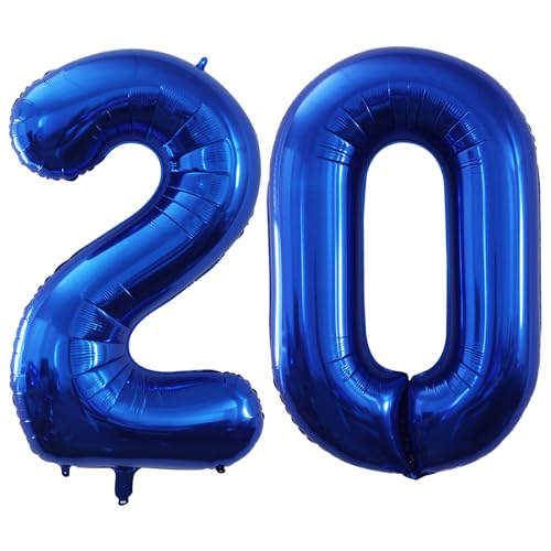 GOER Number 20 Balloons for 20th Birthday Party Decorations42 Inch Jumbo Foil Helium Balloons for 20th Anniversary Blue - Image 1