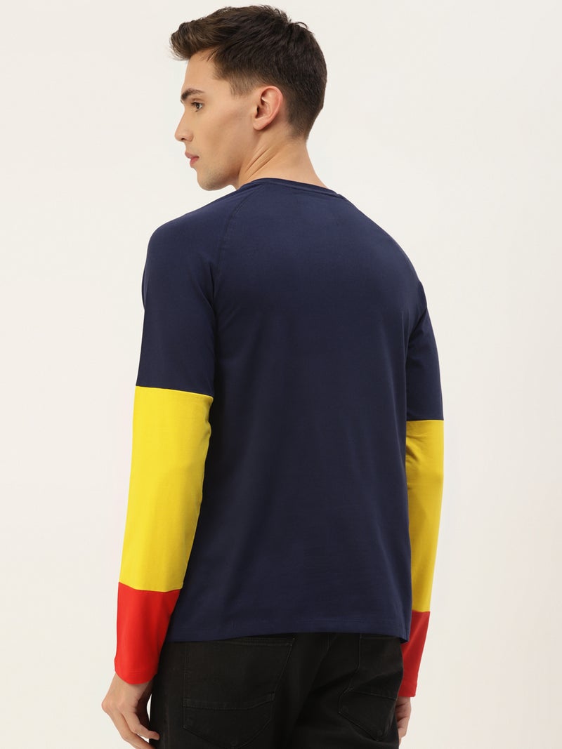 amswan PREMIUM COTTON LYCRA COLOURBLOCK PRINTED FULL SLEEVE CREW NECK T-SHIRTS - Image 4