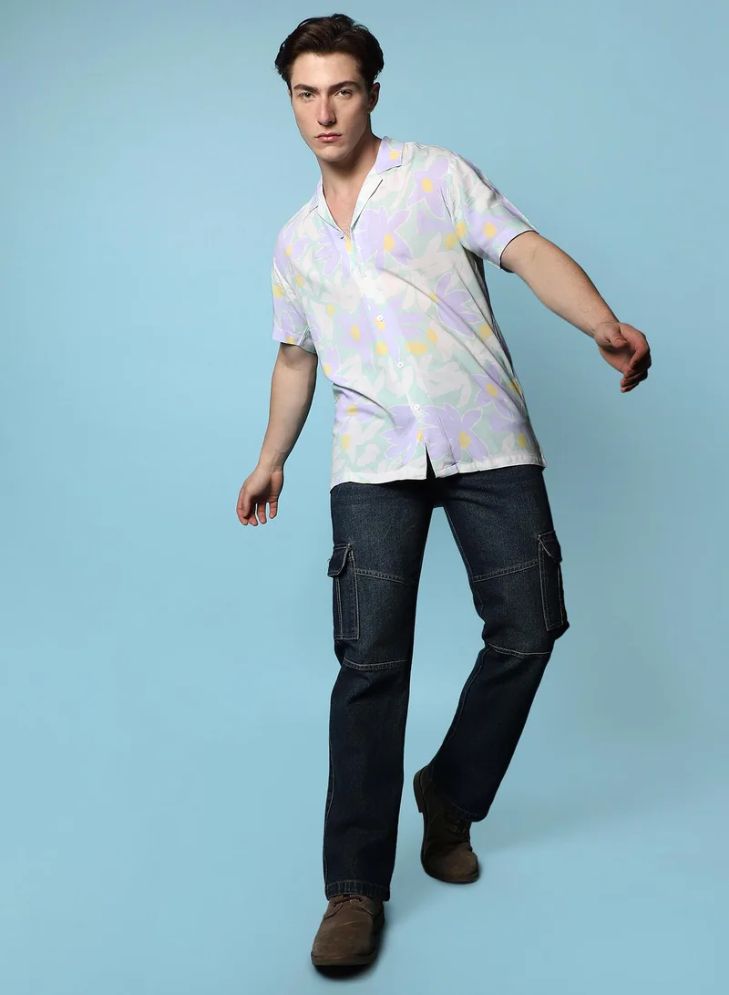 Campus Sutra Men's Multicolour Pastel Flora Shirt