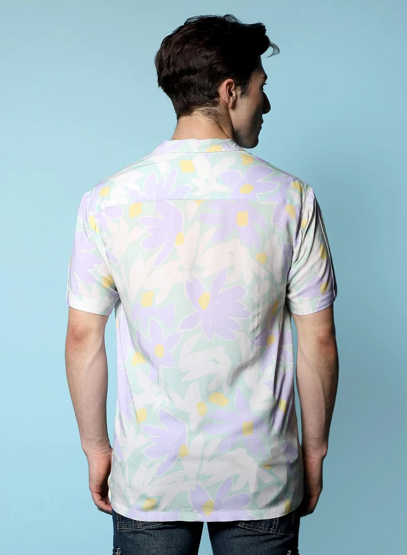 Campus Sutra Men's Multicolour Pastel Flora Shirt