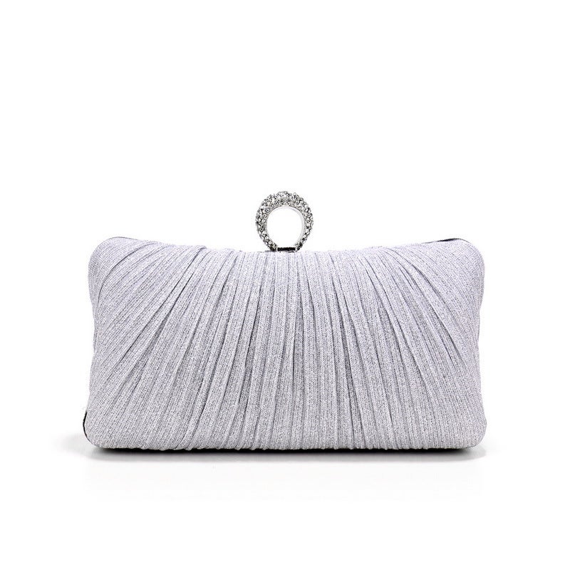 Yingmi Cross-border Explosive Pleated Dinner Bag Womens Luxury Banquet Bag with Celebrity Dress All-match Evening Bag Silver