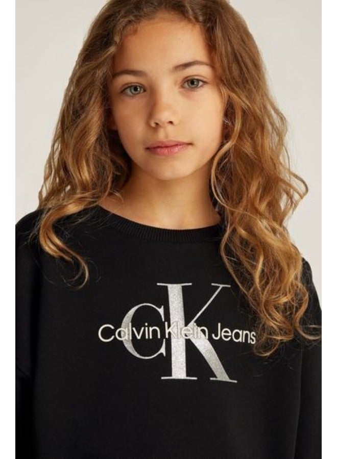 كالفن كلاين جينز سويت شيرت مونولوج للأطفال بلمعة - Image 3