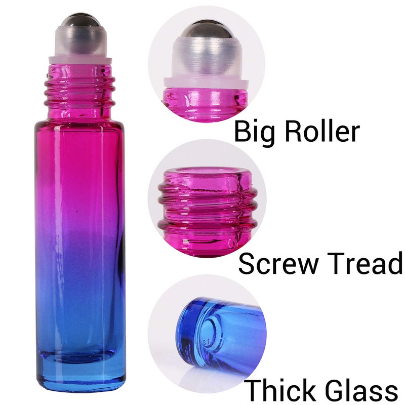 Inice 4 Pack 10Ml Roller Bottles For Essential Oils Gradient Color Glass Bottle Roll On Stainless Steel Ball With Golden Metal Cap - Image 2