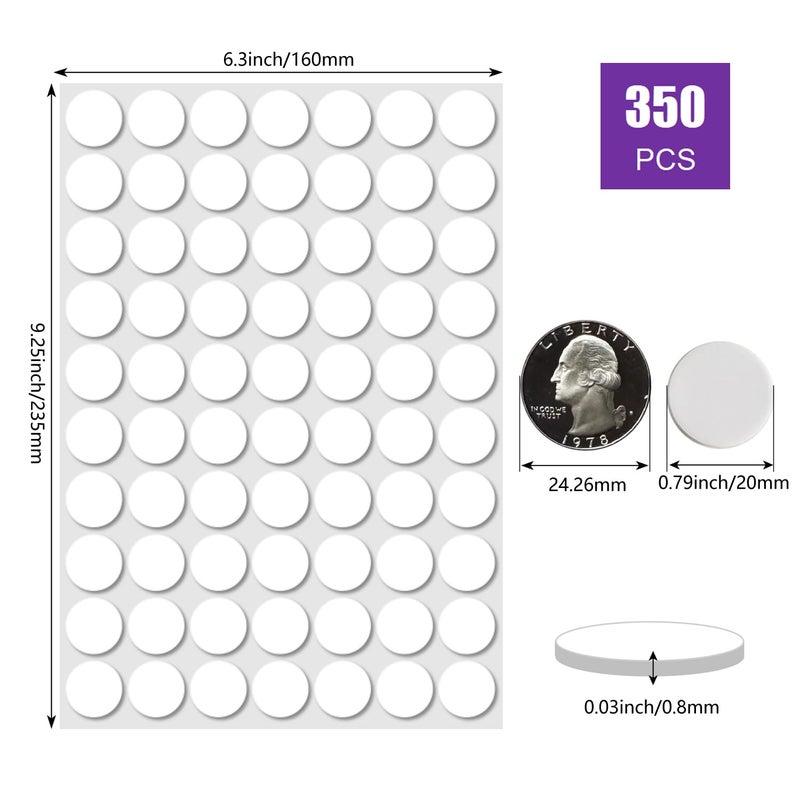 JUICENO 350 Pcs (0.79'') Sticky Tack, Double Sided Sticky Dot, Clear Poster Stickers Round Putty, No Trace Poster Adhesive Putty Removable Waterproof Stickers for Festival Decoration Sticky Dot (20mm) - Image 2
