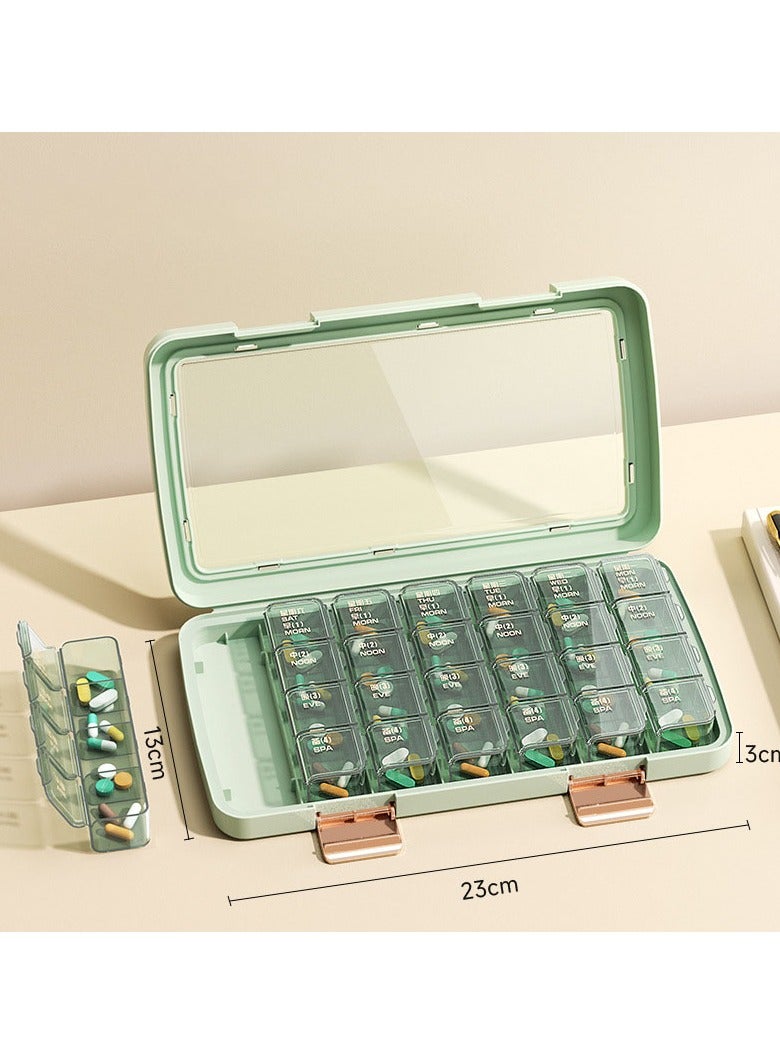 Generic Weekly Pill Organizer 4 Times a Day, Portable Travel Pill Box 7 Days with Large Compartments, Portable Travel Pill Box for Vitamins, Medications, Fish Oil, Supplements - Image 1