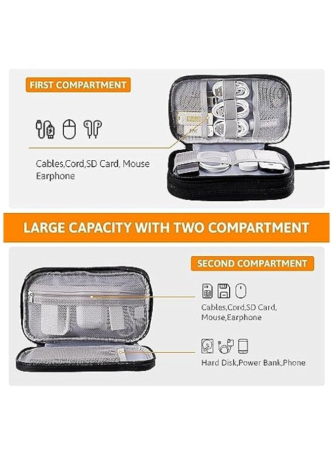 بروماس منظم إلكتروني إكسسوارات إلكترونية صغيرة للسفر حقيبة منظم كابلات مقاومة للماء حقيبة منظم سلك بطبقتين لUSB، شاحن، القرص الصلب، سماعة الأذن، يناسب السفر، المنزل، هدية - Image 3