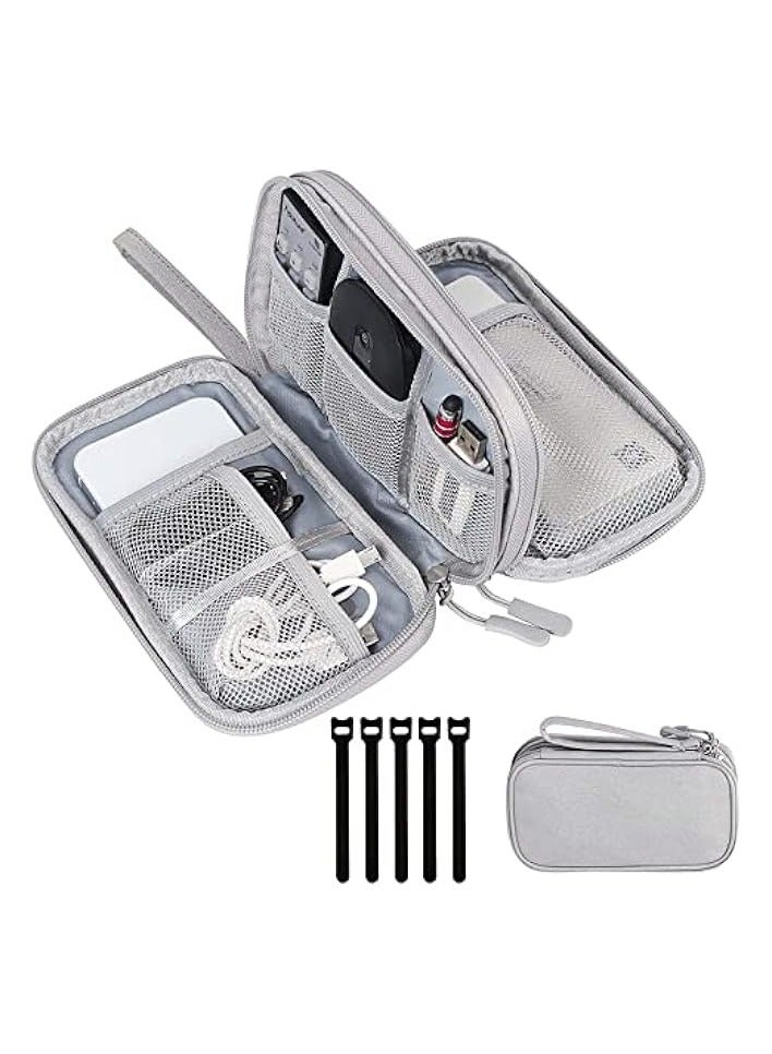 بروماس منظم إلكتروني إكسسوارات إلكترونية صغيرة للسفر حقيبة منظم كابلات مقاومة للماء حقيبة منظم سلك بطبقتين لUSB، شاحن، القرص الصلب، سماعة الأذن، يناسب السفر، المنزل، هدية - Image 5