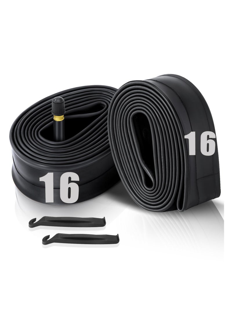SYOSI SYOSI 2 Pcs 16" Bicycle Tubes, 16x1.75-2.125 Inches Bicycle Tube with 2 Tire Levers Butyl Rubber Bike Inner Tube with 32mm Schrader Valve for Road/MTB/Kids Bike  - Image 1
