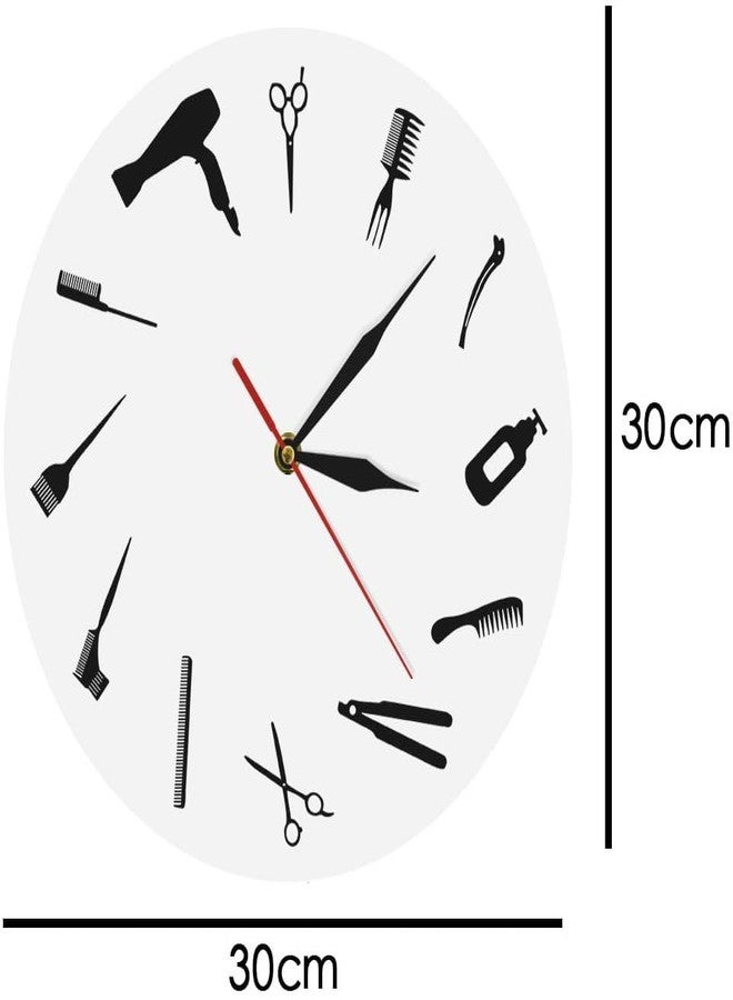 NABSTER Barber Equipment Tools Wall Clock Modern Design Barber Shop Business Sign Wall Clock Beauty Hair Salon Clock Hairdresser Gift (White) - Image 2