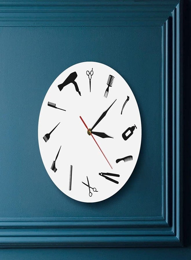 NABSTER Barber Equipment Tools Wall Clock Modern Design Barber Shop Business Sign Wall Clock Beauty Hair Salon Clock Hairdresser Gift (White) - Image 3