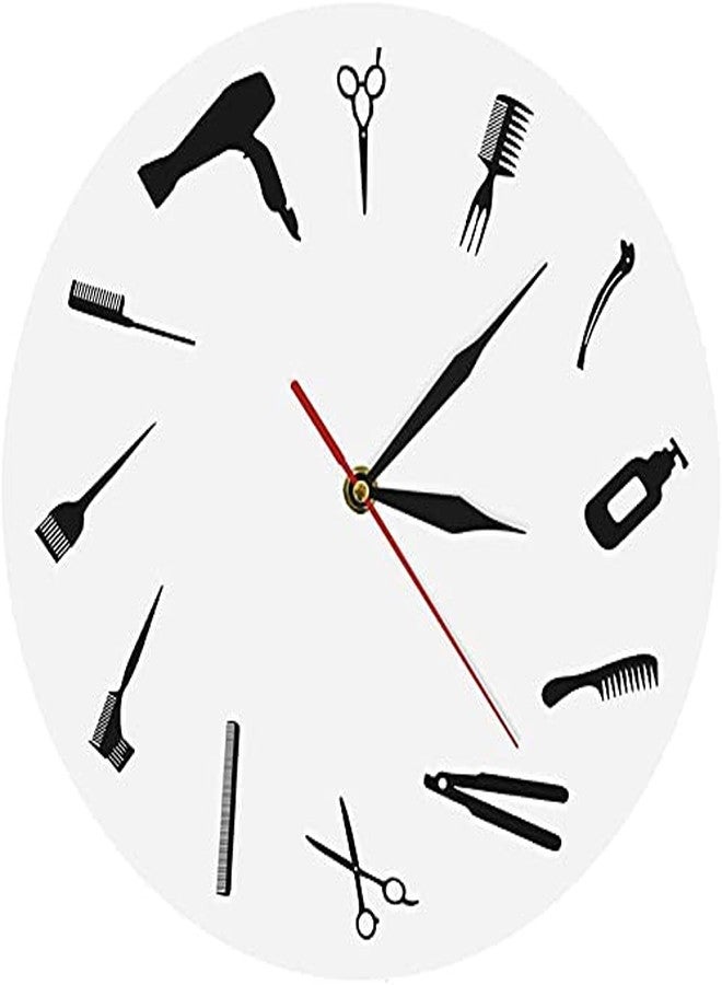 NABSTER Barber Equipment Tools Wall Clock Modern Design Barber Shop Business Sign Wall Clock Beauty Hair Salon Clock Hairdresser Gift (White) - Image 5