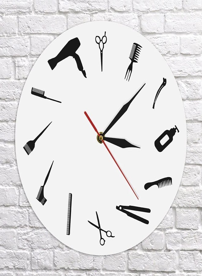 NABSTER Barber Equipment Tools Wall Clock Modern Design Barber Shop Business Sign Wall Clock Beauty Hair Salon Clock Hairdresser Gift (White) - Image 1