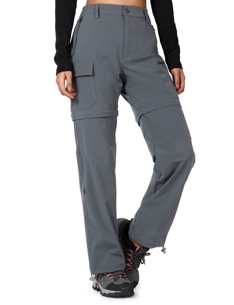 Cycorld Women's-Hiking-Pants-Convertible Quick-Dry-Stretch-Lightweight Zip-Off Outdoor Pants with 5 Deep Pockets (Light Grey, Medium) - Image 1