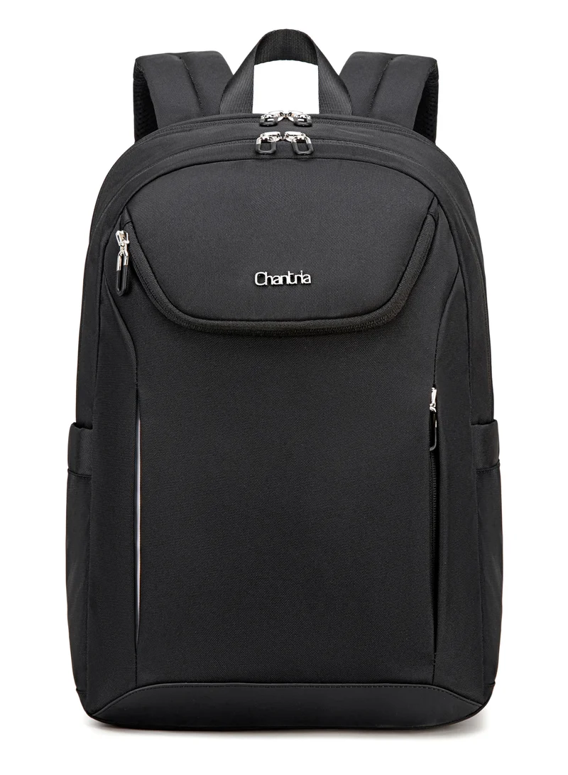 شانتريا حقيبة ظهر لاب توب نسائية فاخرة متينة وخفيفة مقاومة للماء متعددة الوظائف للاستخدام اليومي والمكتبي والمدرسي والسفر - أسود