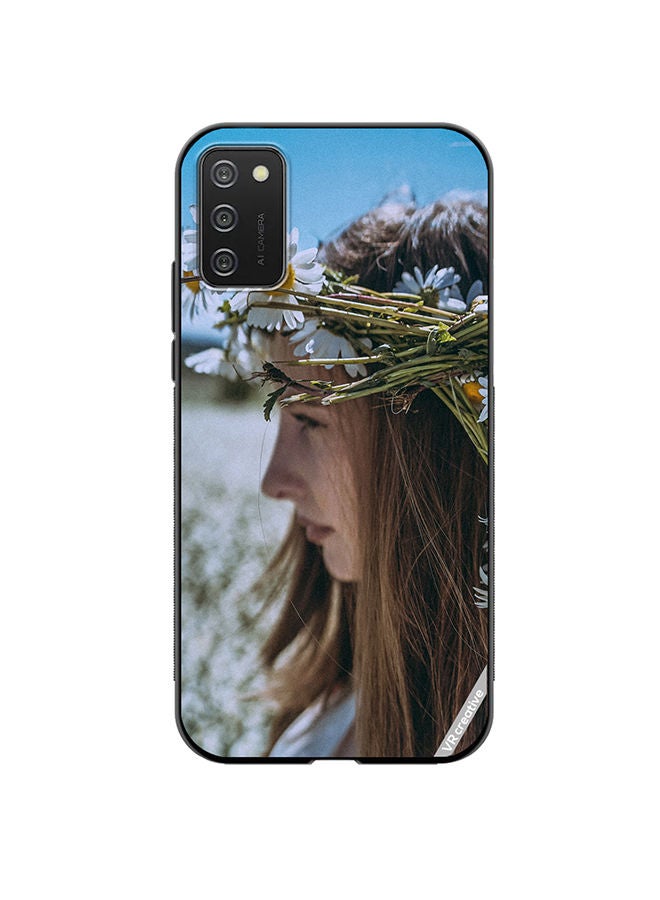 VR CREATIVE Protective Case Cover For Samsung Galaxy A02s Girl With Flower Crown Design Multicolour - Image 1