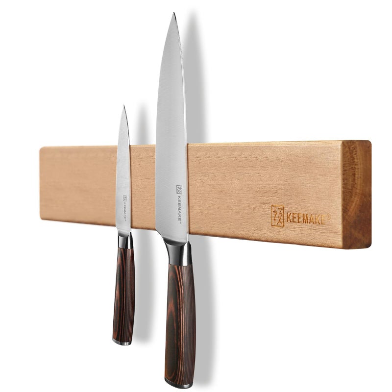 KEEMAKE Magnetic Knife Holder for Wall 1175 inch Acacia Wood Knife Magnetic Strip Powerful Neodymium Magnet Knife Hanger Knife Bar for Kitchen knives16 inch optional