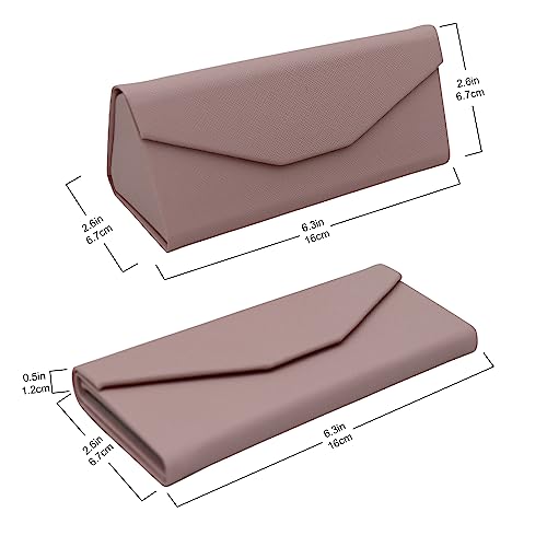 Real Sic Glasses Case for Men and Women - Magnetic Folding Hard Shell Sunglass Holder - Vegan Leather Eyeglass Protector, Variety of Styles Inspired by Solid Color - (Beige) - Image 2