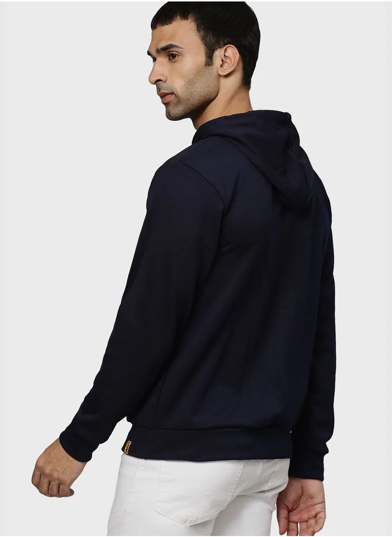 Campus Sutra Front Pocket Printed Hoodie