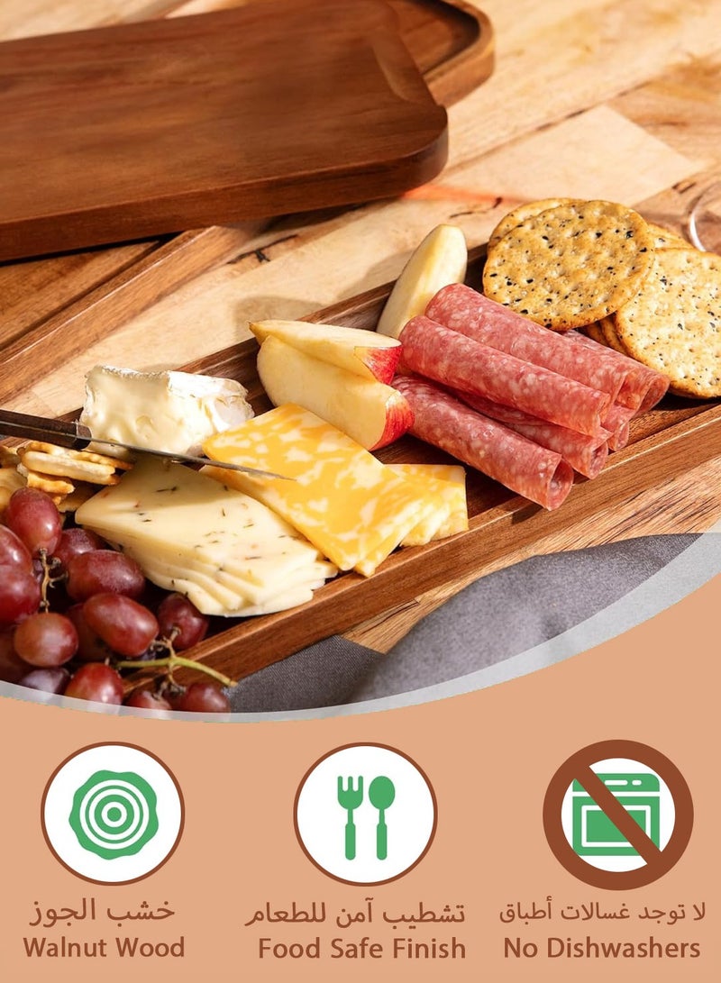 2-Piece Coffee Wood Serving Tray Wooden Tea Set Platters Large Serving Tray for Coffee, Breakfast, Food, Dessert, Cheese, Rectangular Decorative Serving Tray for Bathroom, Vanity, Kitchen Counter, Home Decor, Party, 30✖12✖2 Cm  - Image 3