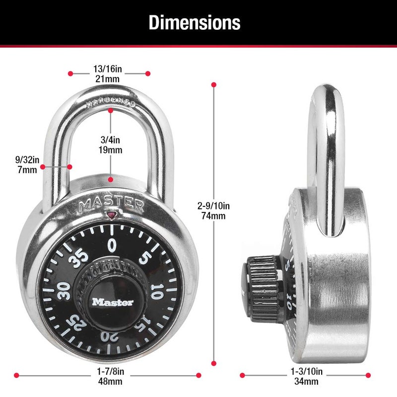 Master Lock Master Lock 1500D Locker Lock Combination Padlock, 1 Pack, Black  - Image 3