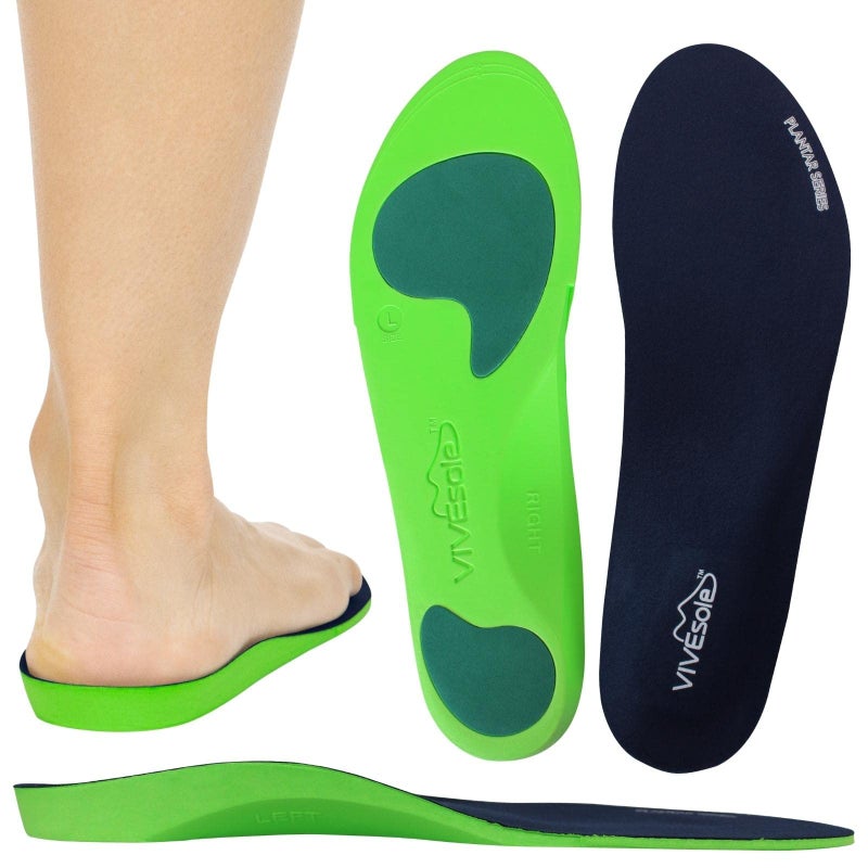 VIVEsole ViveSole Plantar Fasciitis Inserts for Men Women Shoe Insoles for Arch Support Flat Feet Pain Relief Firm Foam OrthoticSoles for Work Running Fit Boots and Sneakers 