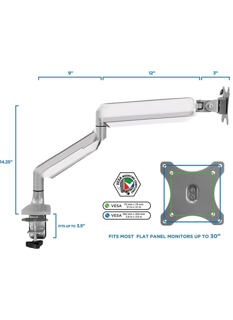 Generic Single Monitor Mount, Gas Spring Monitor Arm for 17-32 inch Screens, Adjustable Computer Monitors Stand, with Clamp and Grommet Base  - Image 4