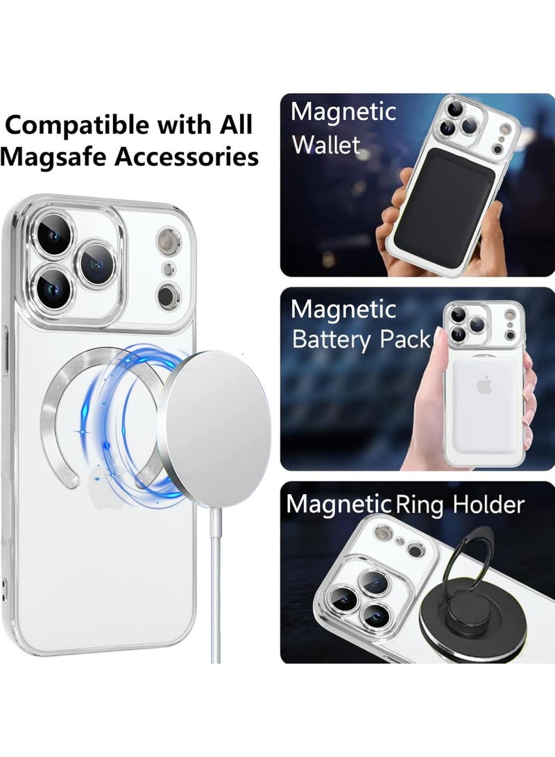 أكاليكس جراب مغناطيسي لهاتف iPhone 17 Pro، حماية كاملة لعدسة الكاميرا، غطاء هاتف ناعم من مادة TPU، متوافق مع الشحن اللاسلكي MagSafe، غطاء هاتف مقاوم للصدمات من مادة TPU | فضي - Image 3