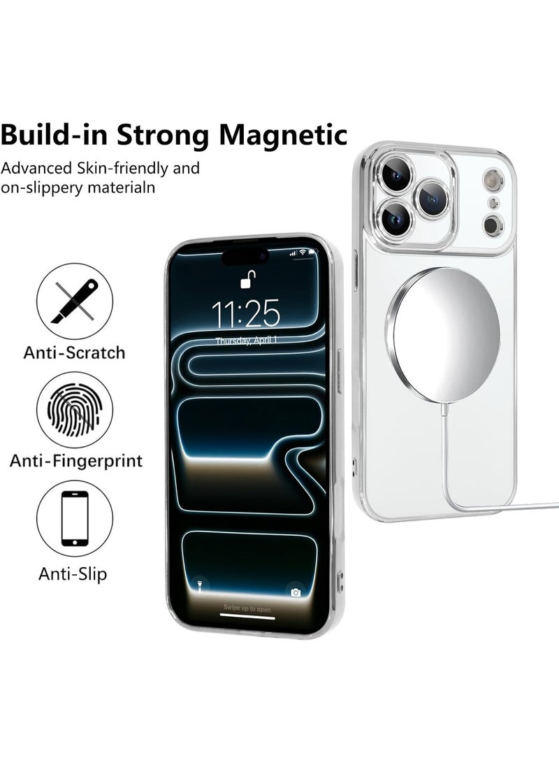 أكاليكس جراب مغناطيسي لهاتف iPhone 17 Pro، حماية كاملة لعدسة الكاميرا، غطاء هاتف ناعم من مادة TPU، متوافق مع الشحن اللاسلكي MagSafe، غطاء هاتف مقاوم للصدمات من مادة TPU | فضي - Image 4
