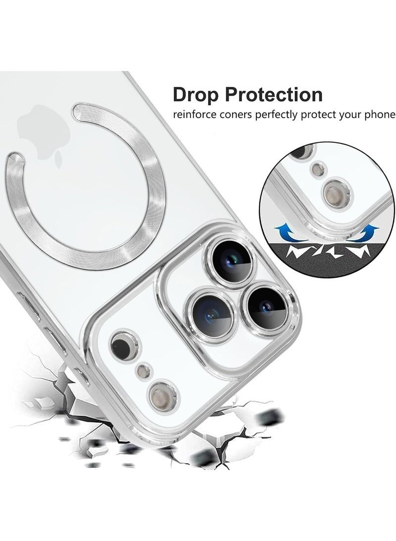 أكاليكس جراب مغناطيسي لهاتف iPhone 17 Pro، حماية كاملة لعدسة الكاميرا، غطاء هاتف ناعم من مادة TPU، متوافق مع الشحن اللاسلكي MagSafe، غطاء هاتف مقاوم للصدمات من مادة TPU | فضي - Image 5
