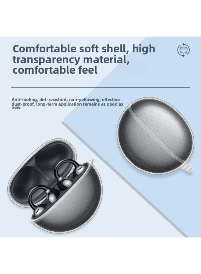 Suitable For Huawei FreeClip Protective Case Huawei Ear Clip Bluetooth Headset All-inclusive Transparent Anti-drop Soft Case-Color:Transparent (soft Shell + Lanyard)-Model:Huawei Freeclip  - Image 3
