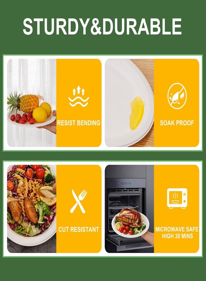 WELLIFE 100% Compostable Oval Paper Plates 12 Inch, 125-Pack Large Heavy Duty Paper Plates Bulk,Biodegradable Bagasse,Eco-Friendly Disposable Dinner Plate for BBQ,Picnic,Party (BPI Certified,Microwaveable - Image 2
